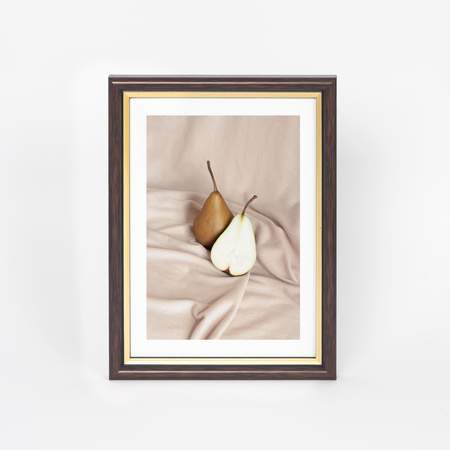 Brązowa ramka drewniana ze złotym paskiem DRI CL 4 15x21 cm