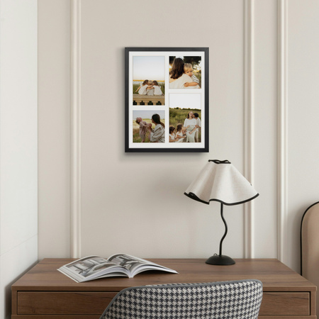 Foto Galeria 24x30 cm czarna Ramka na 4 zdjęcia 10x15 cm 10x10 cm z Passe Partout