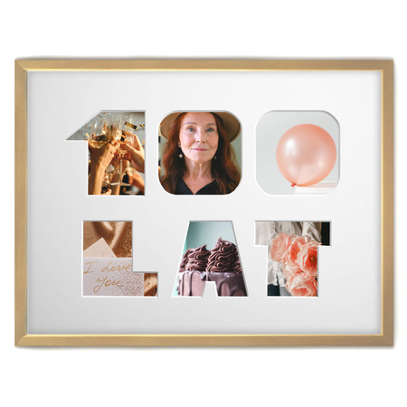 Ramka na URODZINY 30x40 cm w kolorze naturalnego drewna z białym passe partout