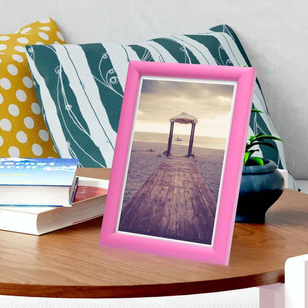 Różowa ramka drewniana na zdjęcia EKO 6 10x15 cm