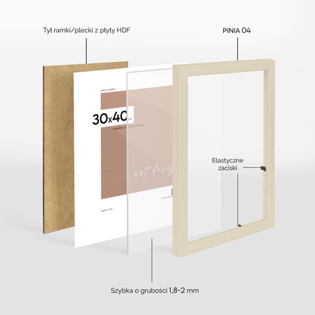 Kremowa ramka drewniana PINIA 04 30x40 cm