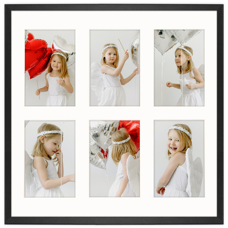 Foto Galeria 40x40 cm kolor czarny Ramka na 6 zdjęć 10x15 cm z Passe Partout
