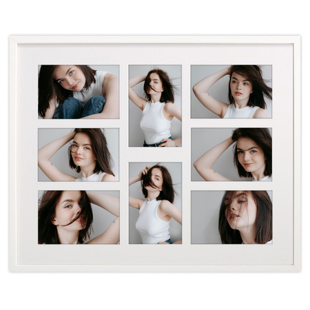 Duża ramka na wiele zdjęć biała 40x50 cm A - 8 zdjęć