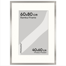 Srebrna ramka na zdjęcia HEN PASS S 60x80 cm z passe partout (50x70 cm)