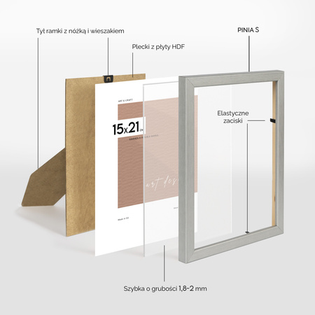 Srebrna ramka drewniana na zdjęcia PINIA S 15x21 cm