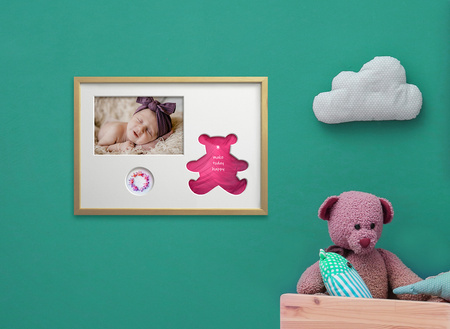 Ramka na zdjęcia do pokoju dziecięcego 21x30 cm jasne drewno z białym passe partout