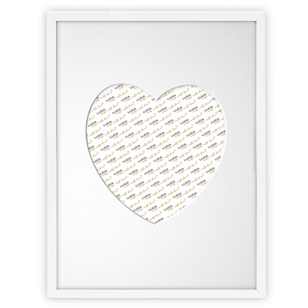 Ramka SERCE 30x40 cm w kolorze białym z białym passe partout
