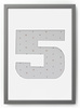 Ramka na zdjęcia CYFERKA "5" 21x30 cm szara z białym passe partout
