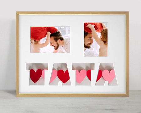 Ramka TATA 30x40 cm w kolorze jasnego drewna z białym passe partout