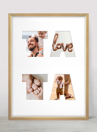 Ramka TATA 30x40 cm w kolorze jasnego drewna z białym passe partout