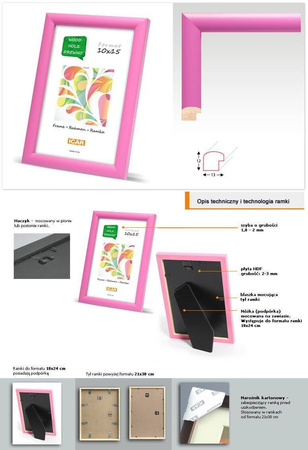 Różowa ramka drewniana na zdjęcia EKO 6 10x15 cm