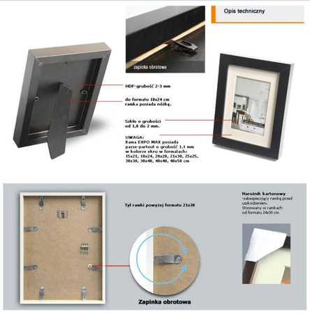 Czarna ramka z passe partout EXPO MAX 18x24 cm (13x18 cm)