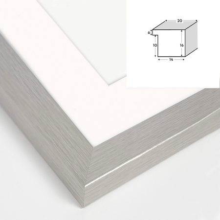 Srebrna ramka na zdjęcia HEN PASS S 70x100 cm z passe partout (50x70 cm)