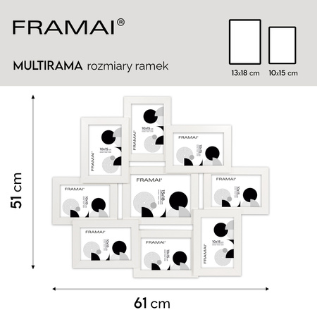 Multirama MULTI HEN 1 ramka na zdjęcia na 9 zdjęć - biała