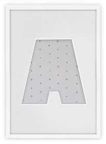 Ramka na zdjęcia LITERKA "A" 21x30 cm biała z białym passe partout