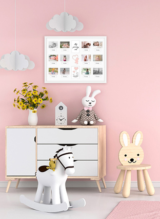 Ramka na zdjęcia PIERWSZY ROCZEK DZIECKA - DZIEWCZYNKA 30x40 cm z passe partout