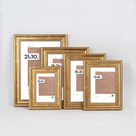 Ramka drewniana złota na zdjęcia DRZG M Z 15x21 cm