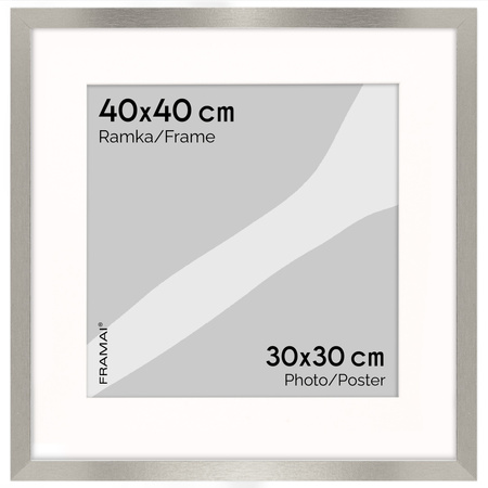 Srebrna ramka na zdjęcia HEN PASS S 40x40 cm z passe partout (30x30 cm)