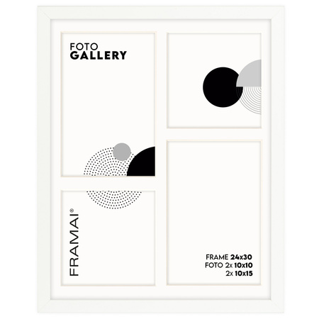 Foto Galeria 24x30 cm biała Ramka na 4 zdjęcia 10x15 cm 10x10 cm z Passe Partout