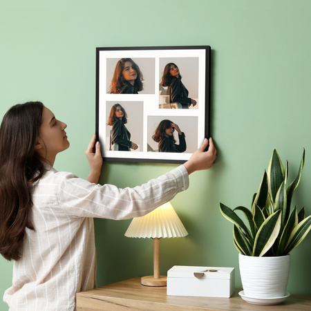 Foto Galeria 40x40 cm kolor czarny Ramka na 4 zdjęcia 13x18 cm z Passe Partout