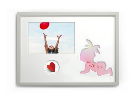 Ramka na zdjęcia do pokoju dziecięcego 21x30 cm biała z białym passe partout