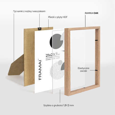 Pakiet 3 szt. ramki z drewna dębowego OAK 21x29,7 cm