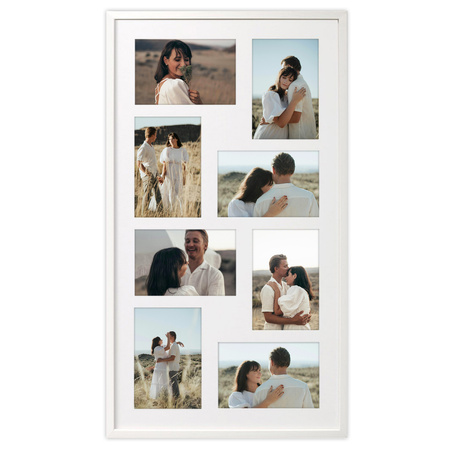 Duża ramka na wiele zdjęć biała 33x60 cm - 8 zdjęć