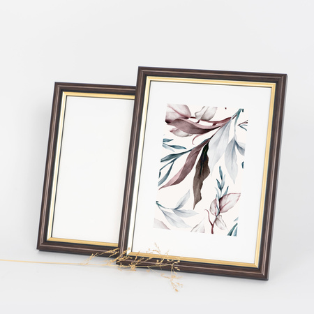 Brązowa ramka drewniana ze złotym paskiem DRI CL 4 15x21 cm