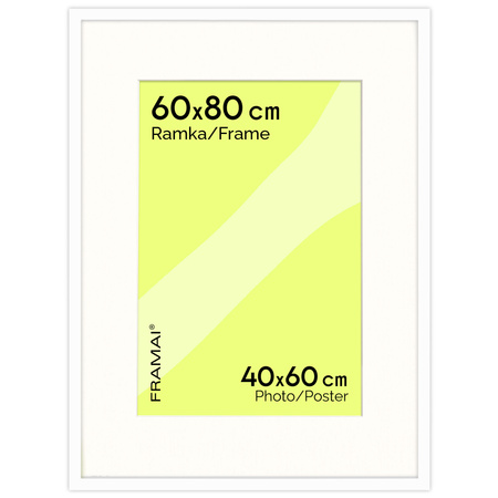 Biała ramka na zdjęcia HEN PASS 1 60X80 cm z passe partout (40x60)