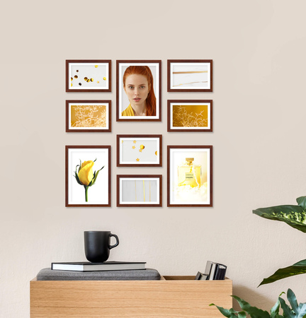 Zestaw ramek PINIA 3 GF0027 - brązowa galeria ramek na 9 zdjęć
