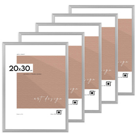 Pakiet 5 szt. srebrnych ramek aluminowych na zdjęcia ROYALL 20x30 cm