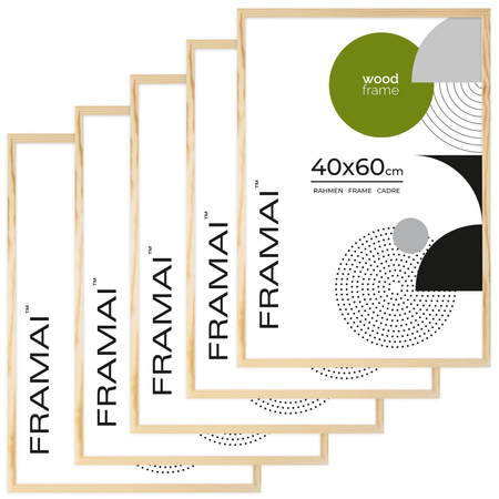 Pakiet 5 szt. ramek z drewna surowego RAW 40x60 cm