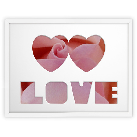 Ramka na zdjęcia LOVE 30x40 cm biała z białym passe partout