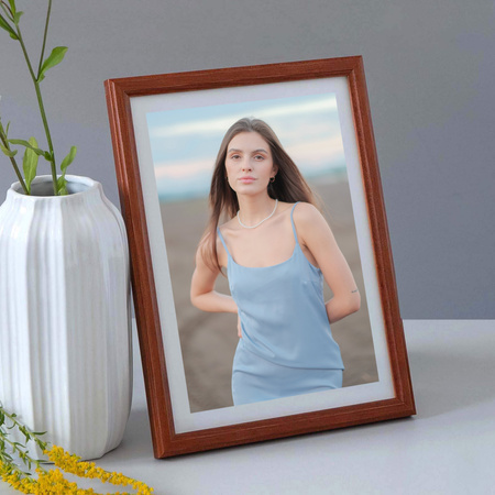 Pakiet 5 szt. ramek drewnianych na zdjęcia kolor mahoń DRWA 5 10x15 cm