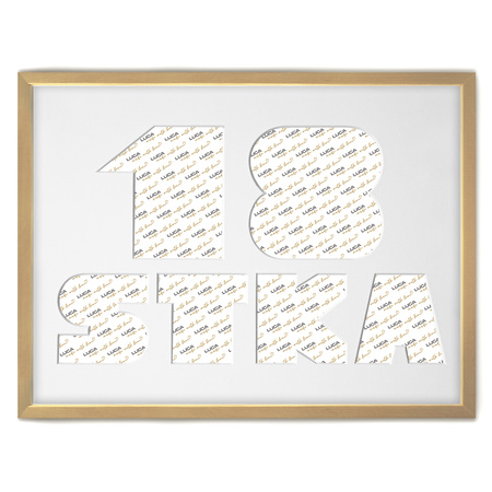 Ramka na 18-ste urodziny 30x40 cm w naturalnego drewna z białym passe partout