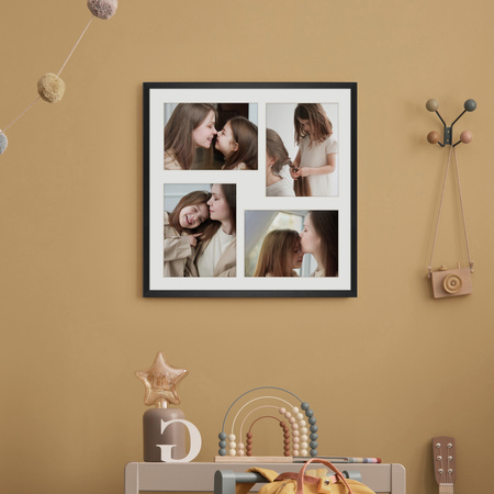 Foto Galeria 40x40 cm kolor czarny Ramka na 4 zdjęcia 13x18 cm z Passe Partout