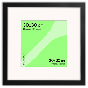 Czarna ramka na zdjęcia HEN PASS 2 30x30 cm z passe partout 30x30 (20x20)