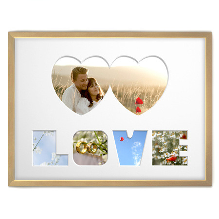 Ramka na zdjęcia LOVE 30x40 cm - jasne drewno z białym passe partout