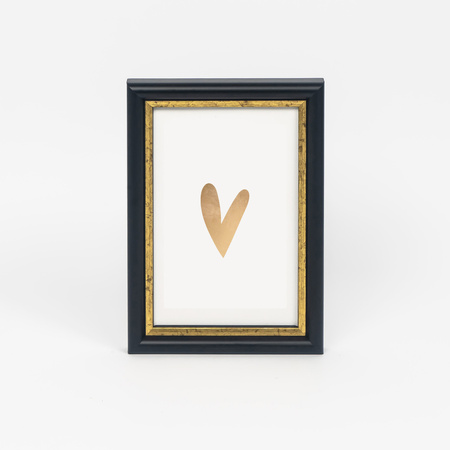 Czarna ramka drewniana ze złotym paskiem DRI CL 2 10x15 cm