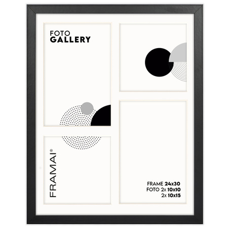 Foto Galeria 24x30 cm czarna Ramka na 4 zdjęcia 10x15 cm 10x10 cm z Passe Partout