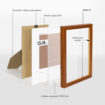 Jasno brązowa ramka drewniana PINIA 10 - 13x18 cm