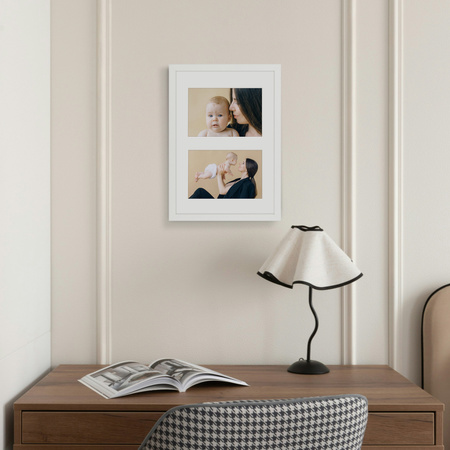 Biała Foto Galeria 21x30 cm Ramka na 2 zdjęcia 10x15 cm z Passe Partou