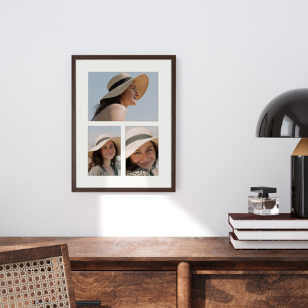 Foto Galeria 30x40 cm kolor brązowy Ramka na 3 zdjęcia 10x15 cm 15x21 cm z Passe Partout