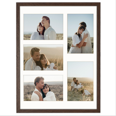 Foto Galeria 30x40 cm kolor brązowy Ramka na 5 zdjęcia 10x15 cm z Passe Partout