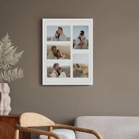 Foto Galeria 30x40 cm kolor biały Ramka na 5 zdjęcia 10x15 cm z Passe Partout