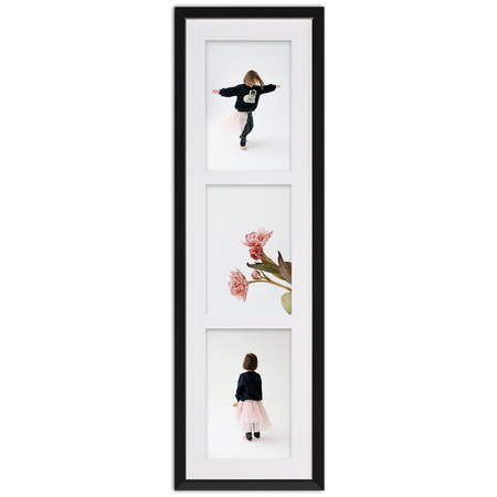 Ramka na 3 zdjęcia czarna 18x66 cm