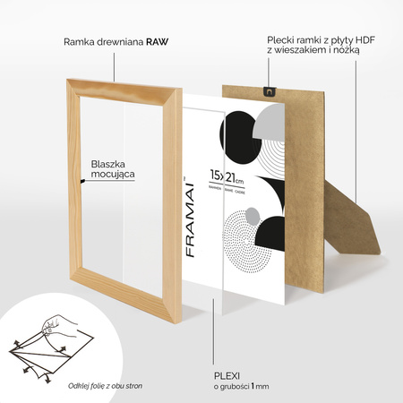 Pakiet 5 szt. ramek z drewna surowego RAW 15x21 cm