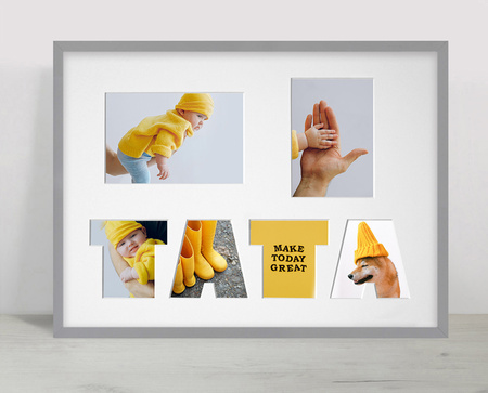 Ramka TATA 30x40 cm w kolorze szarym z białym passe partout