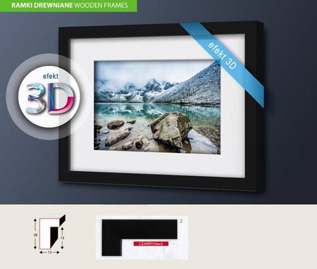 Czarna ramka przestrzenna Efekt 3D 21x30 cm (15x21 cm)