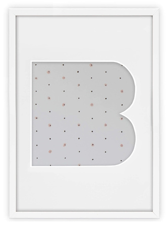 Ramka na zdjęcia LITERKA "B" 21x30 cm biała z białym passe partout
